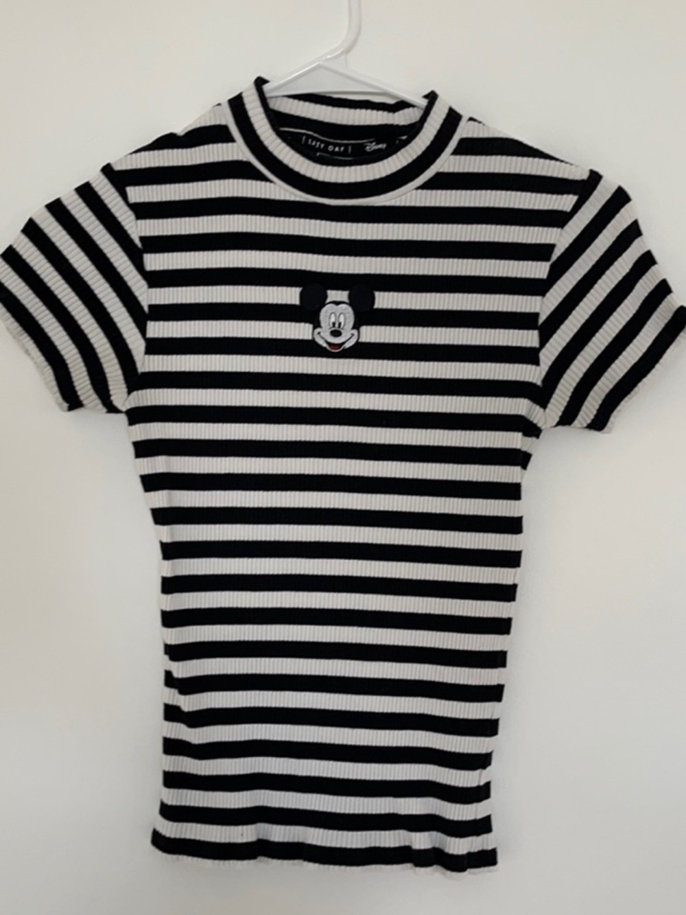Lazy Oaf Disney Mickey Mouse Stripped stretchy black and white shirt